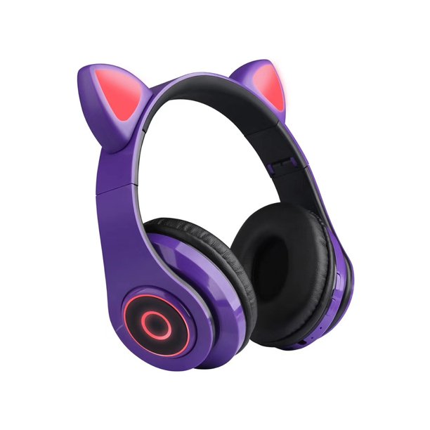 Bluetooth Wireless Cute Cat LED Foldable Headphone Headset with Built